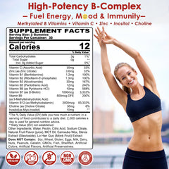 Product label showing B vitamins and 2000 mcg methyl B12