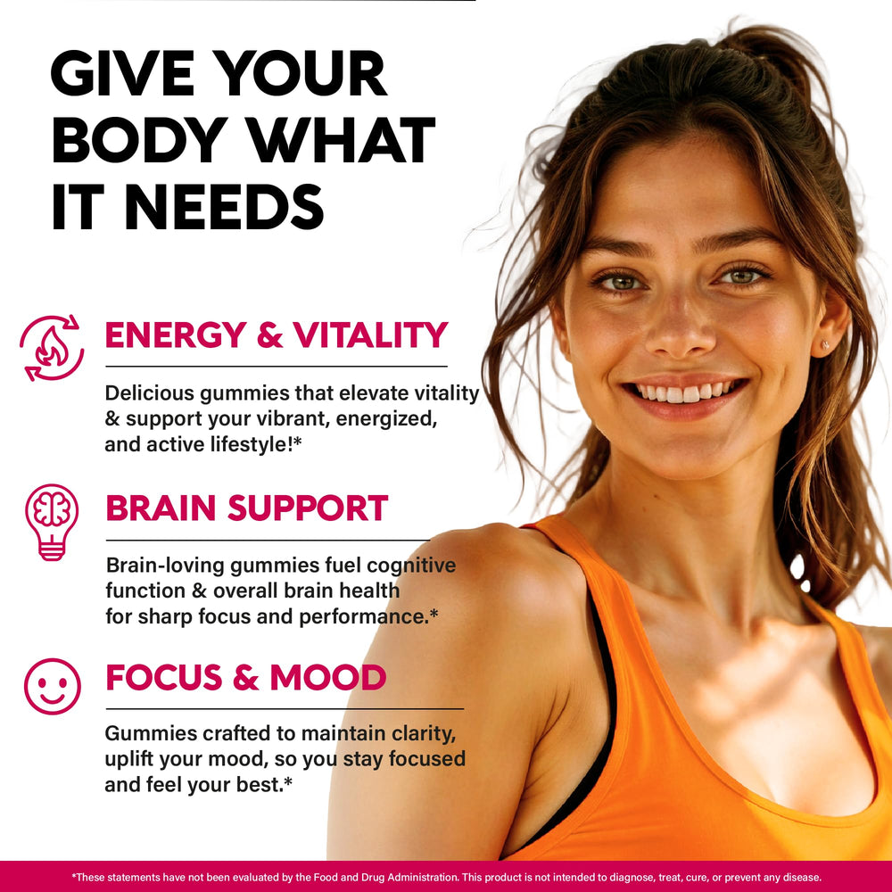 Back label with nutrition facts for Vitamin B-Complex Gummies