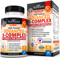 Front of bottle labeled Vitamin B Complex with Vitamin C, 60 count