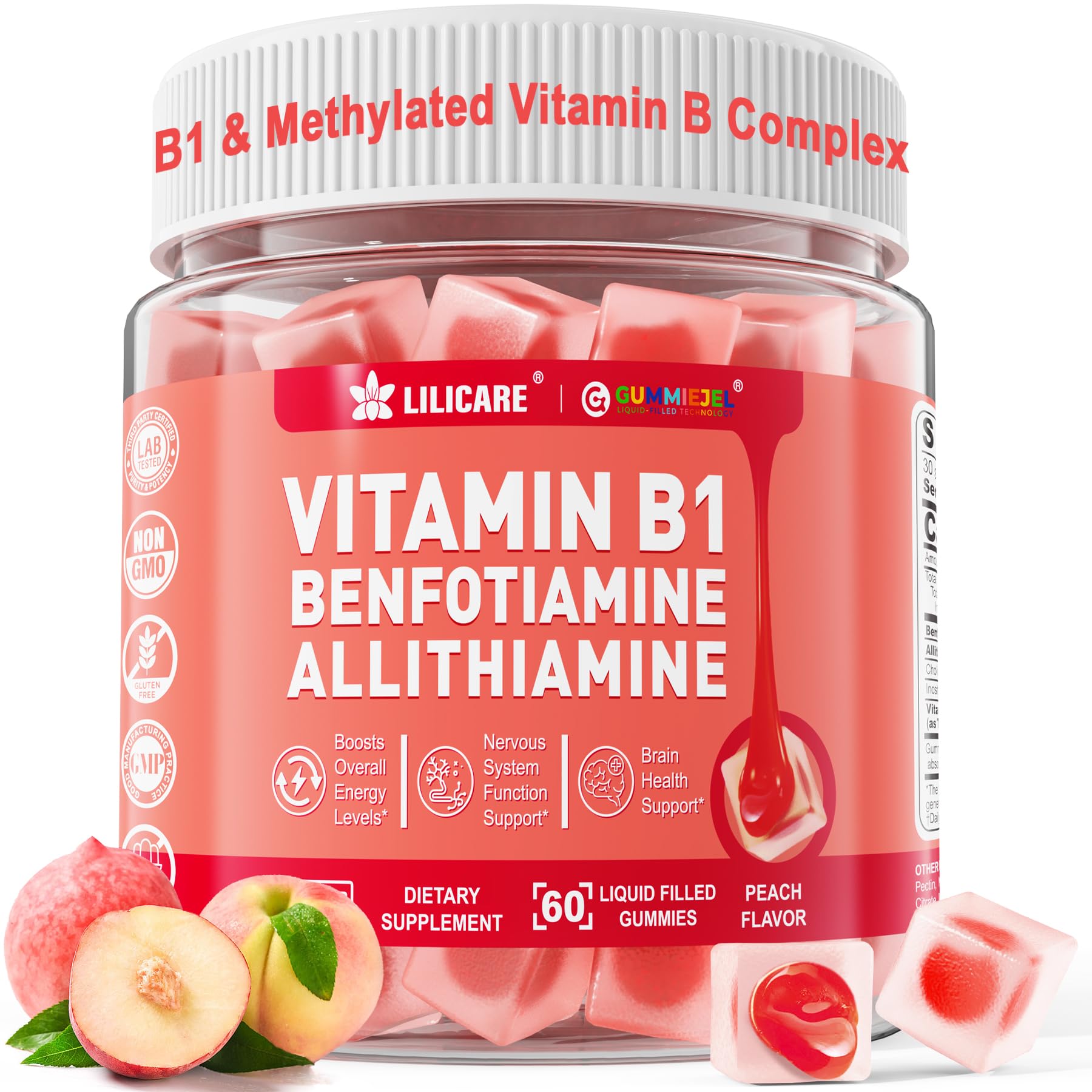 Vitamin B1 Methylated Complex Gummies bottle on white background