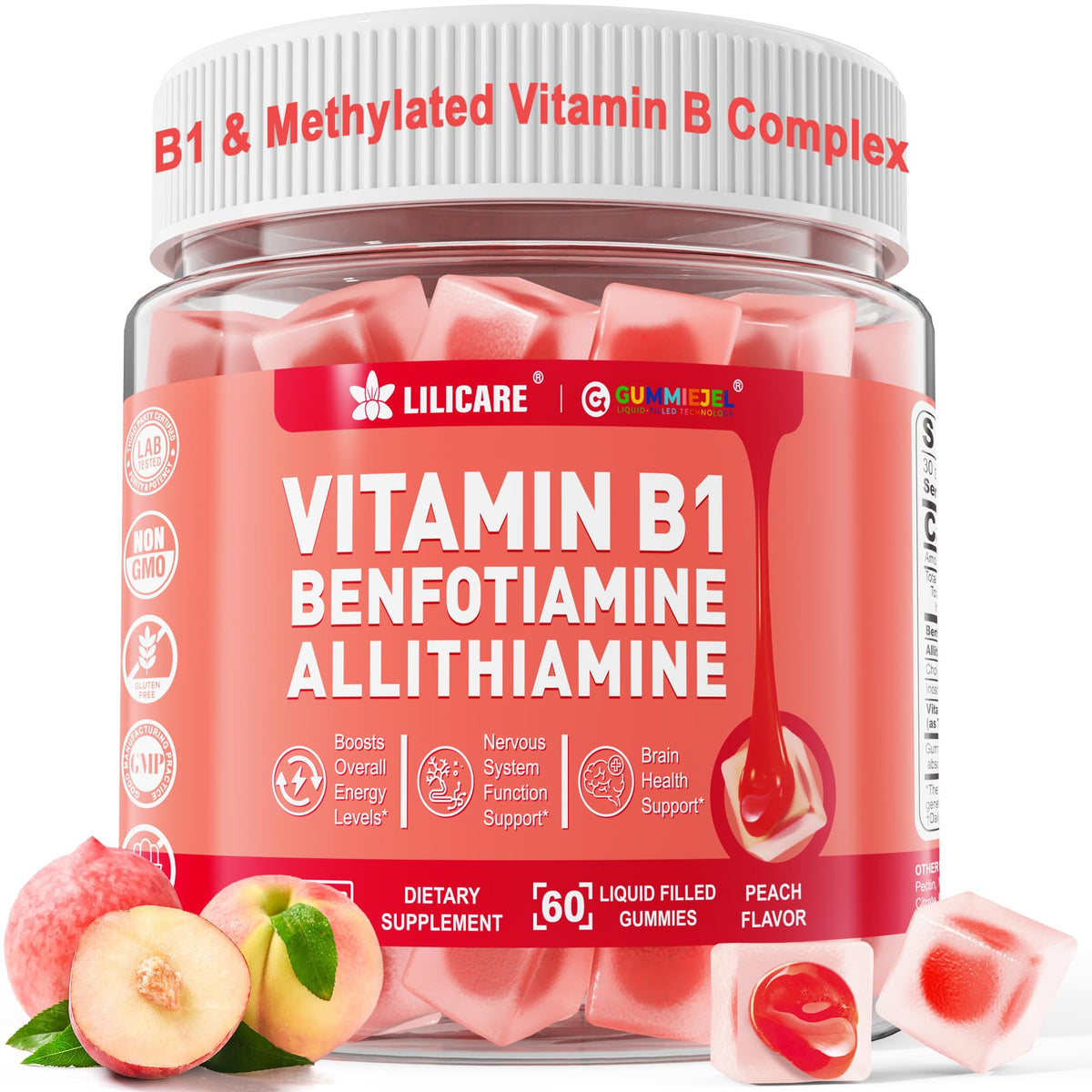 Vitamin B1 Methylated Complex Gummies bottle on white background