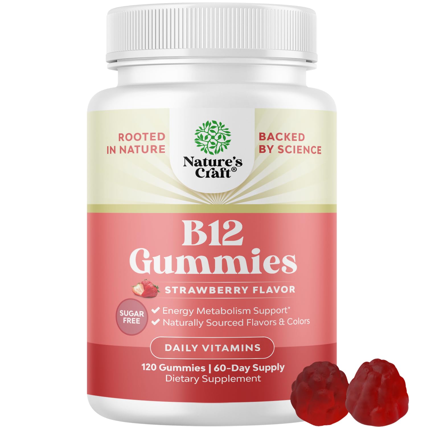Bottle of Vitamin B12 Gummies for Adults – Sugar Free 1000 mcg per serving