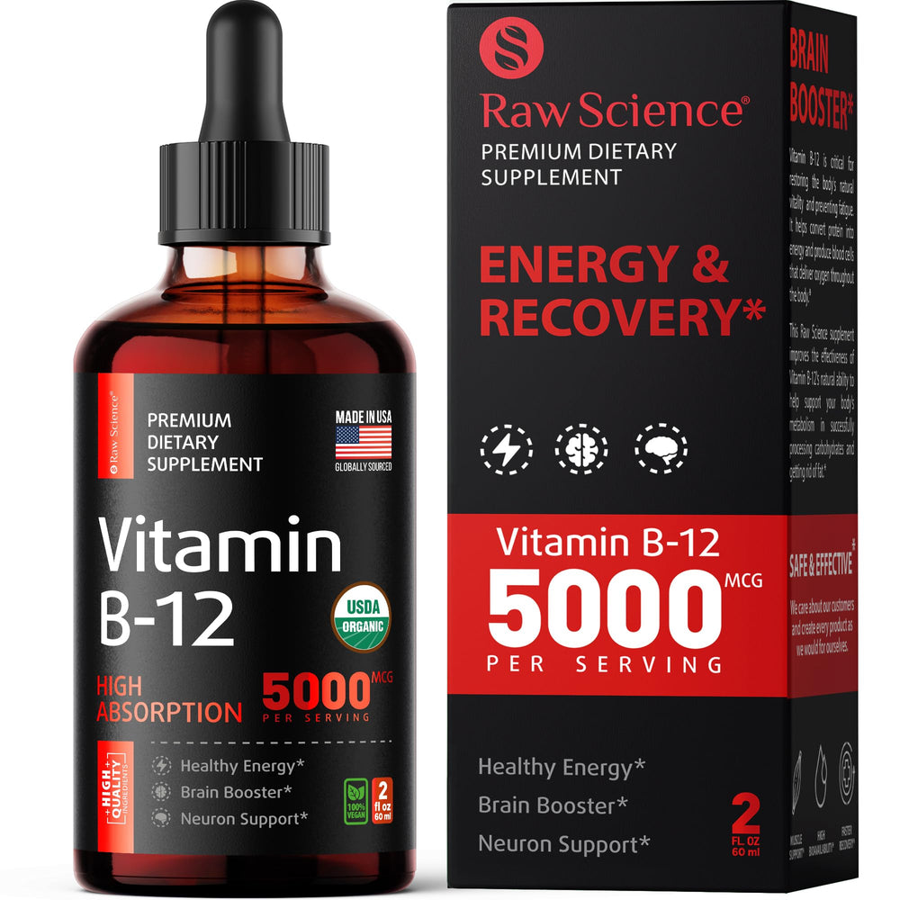 Vitamin B12 liquid drops bottle front view