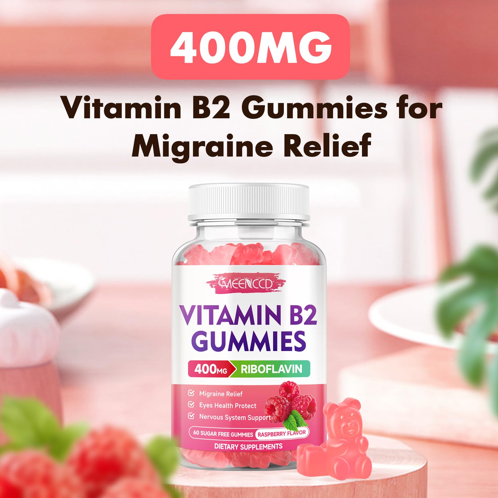 Illustration showing migraine relief and energy support