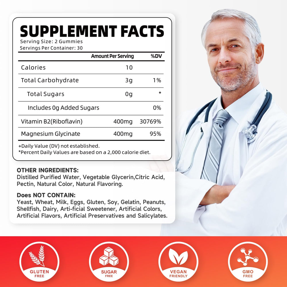 Close-up of Vitamin B2 Gummies riboflavin 400mg