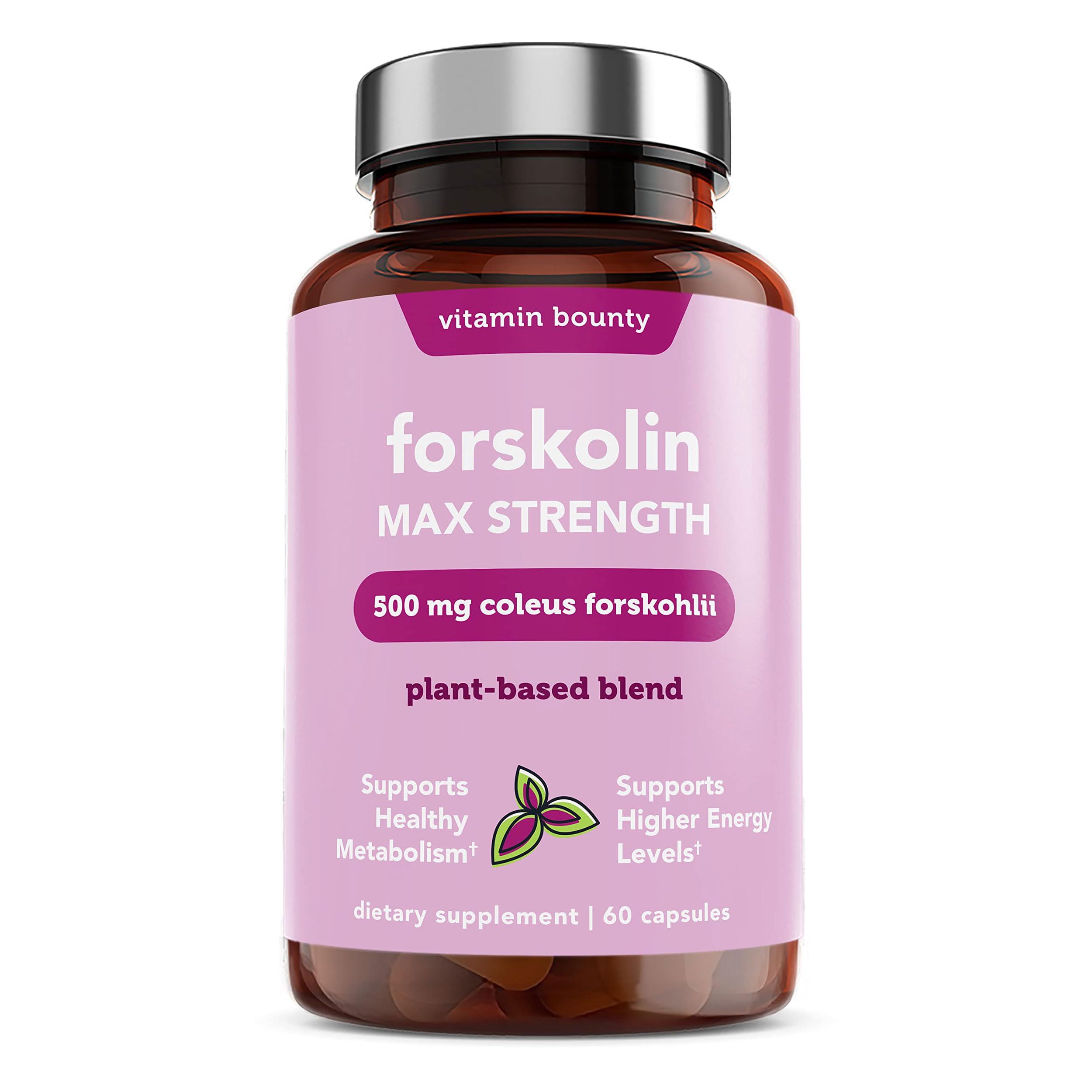 Vitamin Bounty Forskolin maximum-strength bottle label highlights weight-management support.