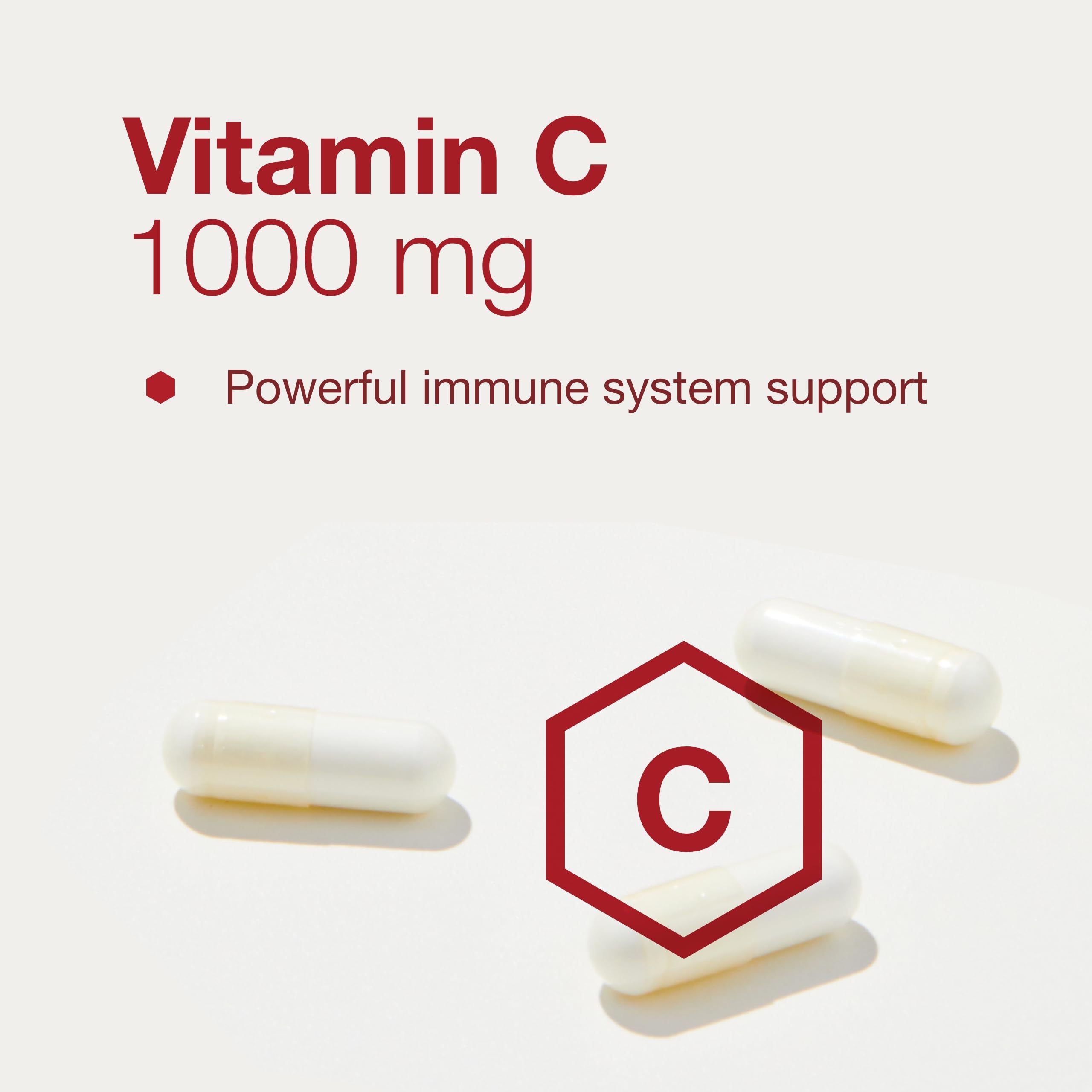 Vitamin C 1000 mg and zinc ingredients card