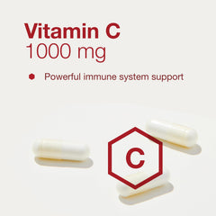 Vitamin C 1000 mg and zinc ingredients card