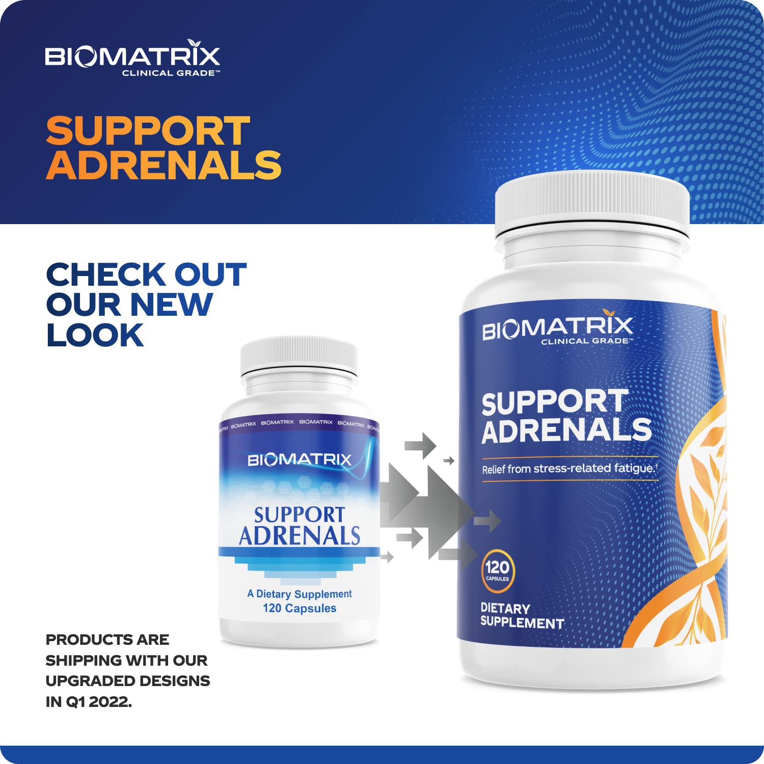 Capsules showing vitamin C, bioflavonoids and adrenal support ingredients