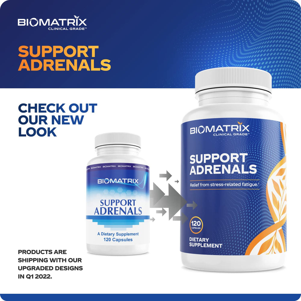 Capsules showing vitamin C, bioflavonoids and adrenal support ingredients