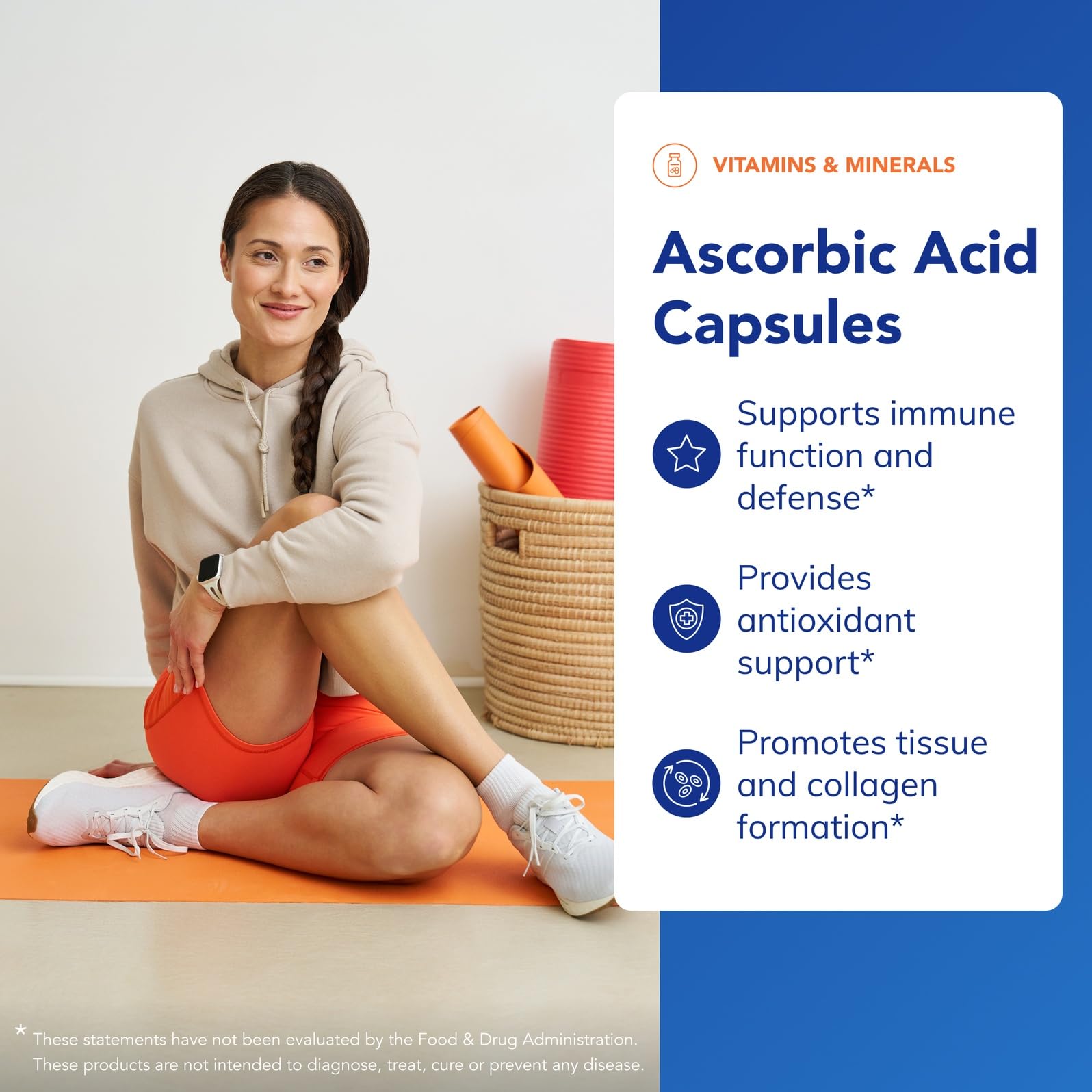 Vitamin C 1,000 mg capsule for immune health and antioxidant support