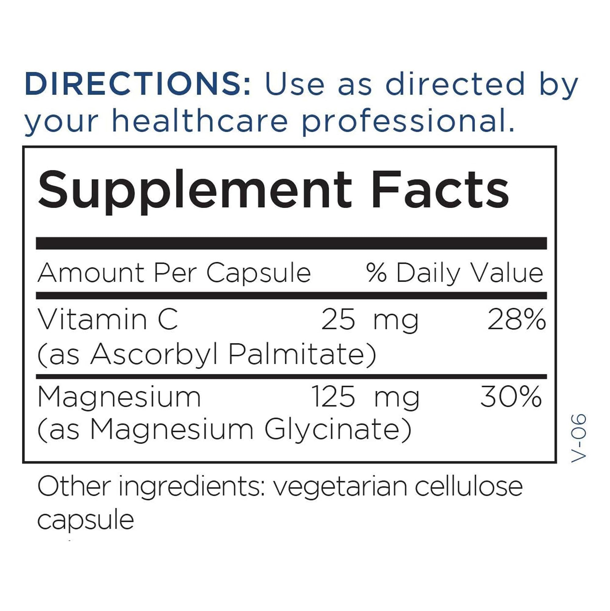 Vitamin C (ascorbic acid and ascorbyl palmitate) with magnesium supplement