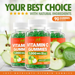 Close-up of Sour Green Apple flavored Vitamin C Gummies