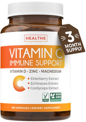 Bottle of Vitamin C immune support supplement with label
