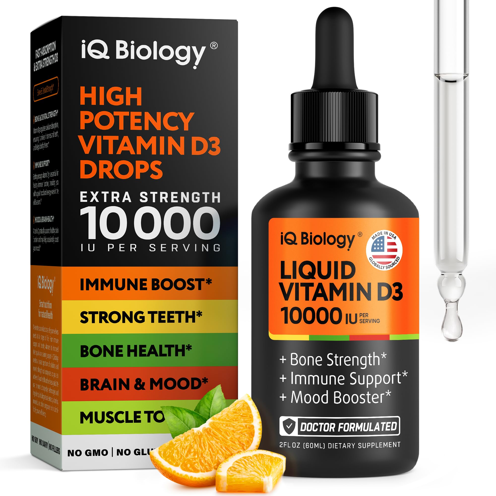 Vitamin D3 10000 IU drops bottle front label