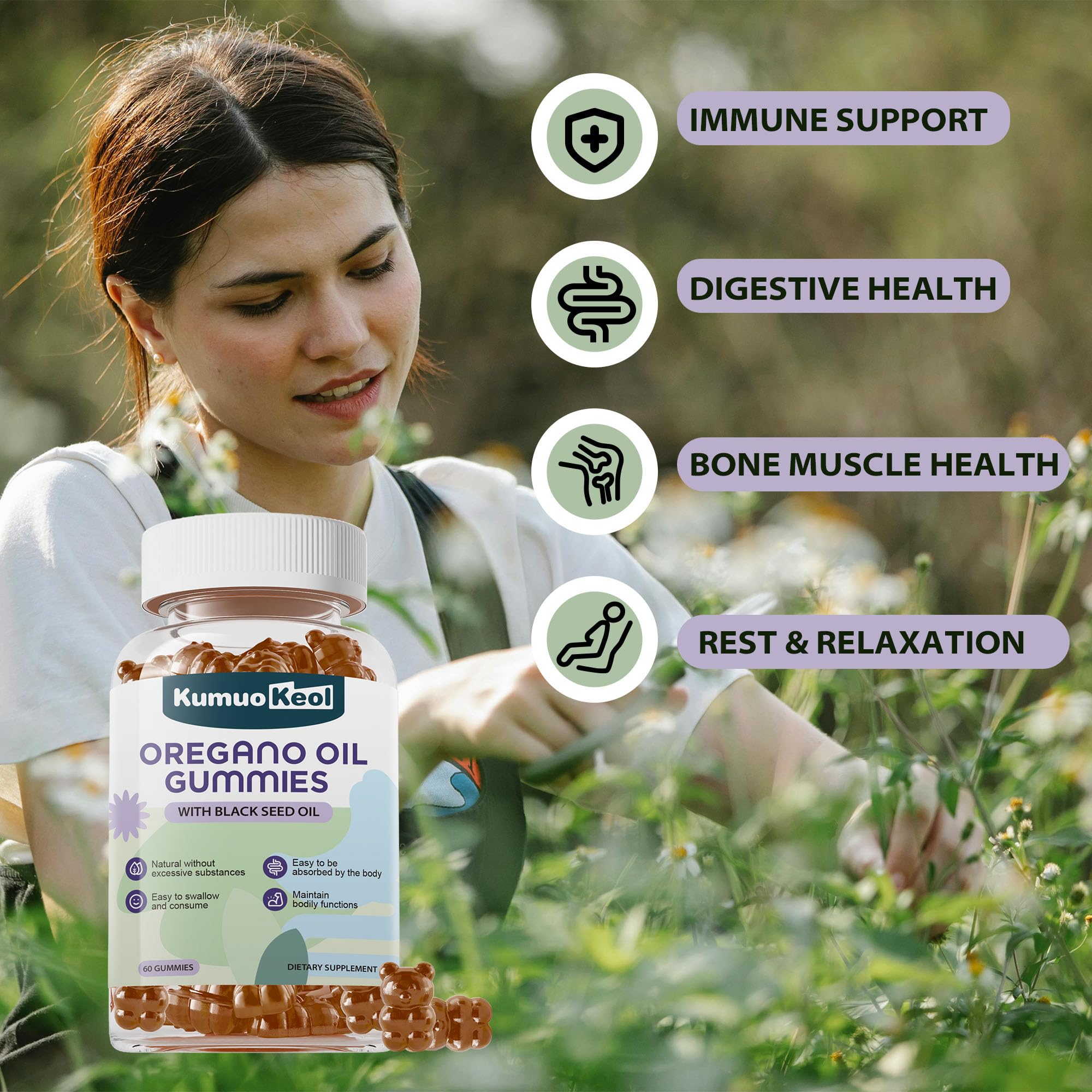 Vitamin D3 (1000 IU) added to oregano oil gummies