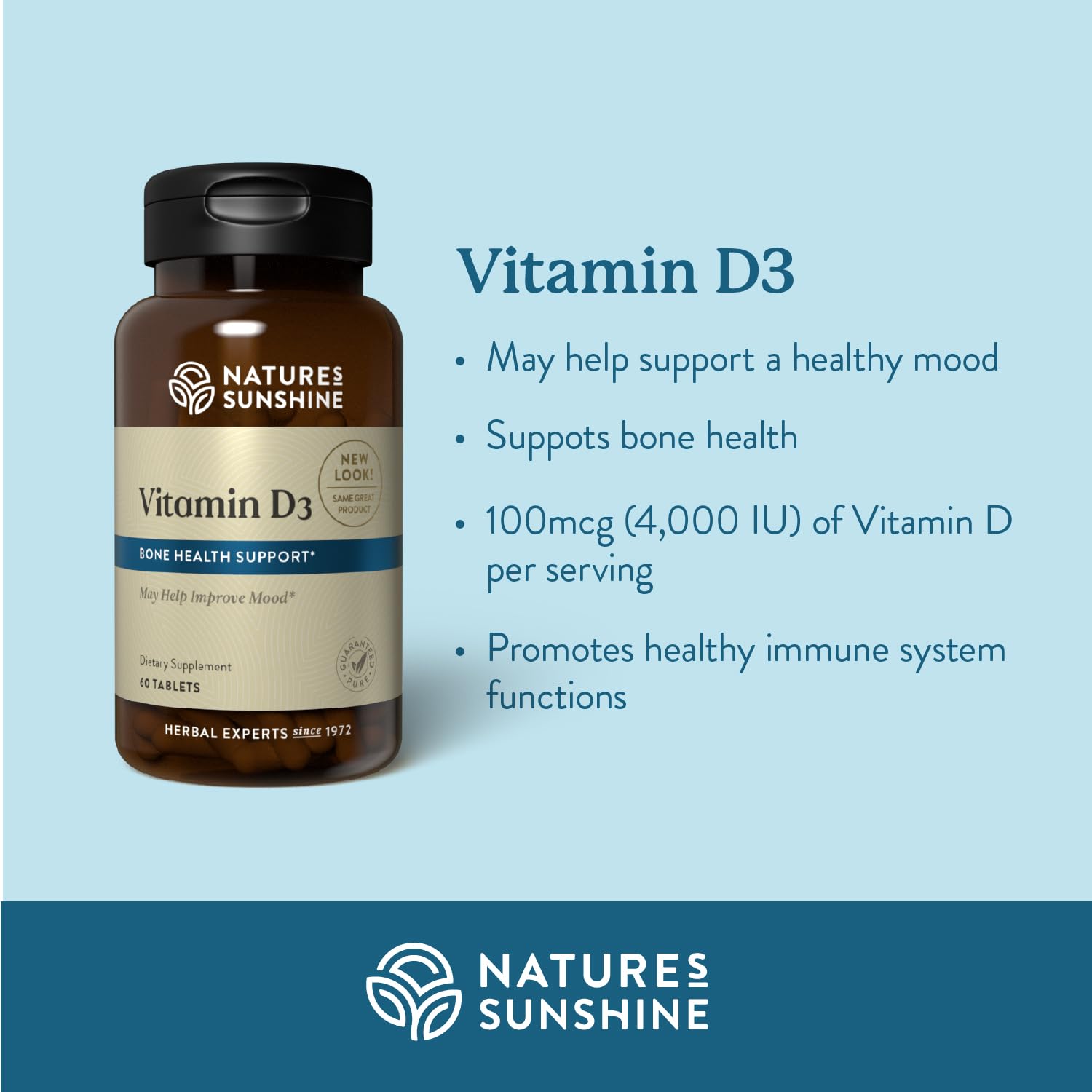 Close-up of Vitamin D3 180 tablets bottle label