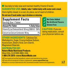 Close up of Vitamin D3 2000 IU tablets