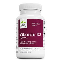 Front view of Terry Naturally Vitamin D3 5000 IU Berry Chewables bottle