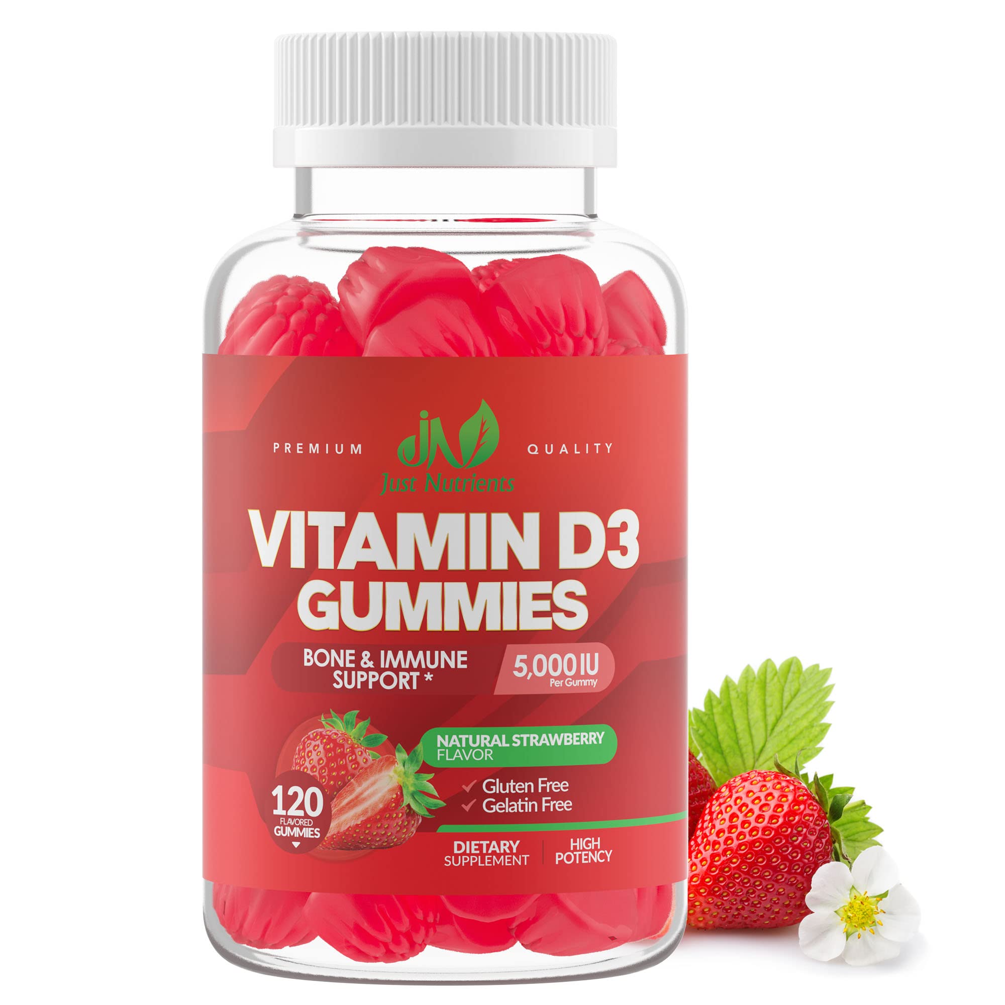 Vitamin D3 5000IU gummies bottle with 120 count