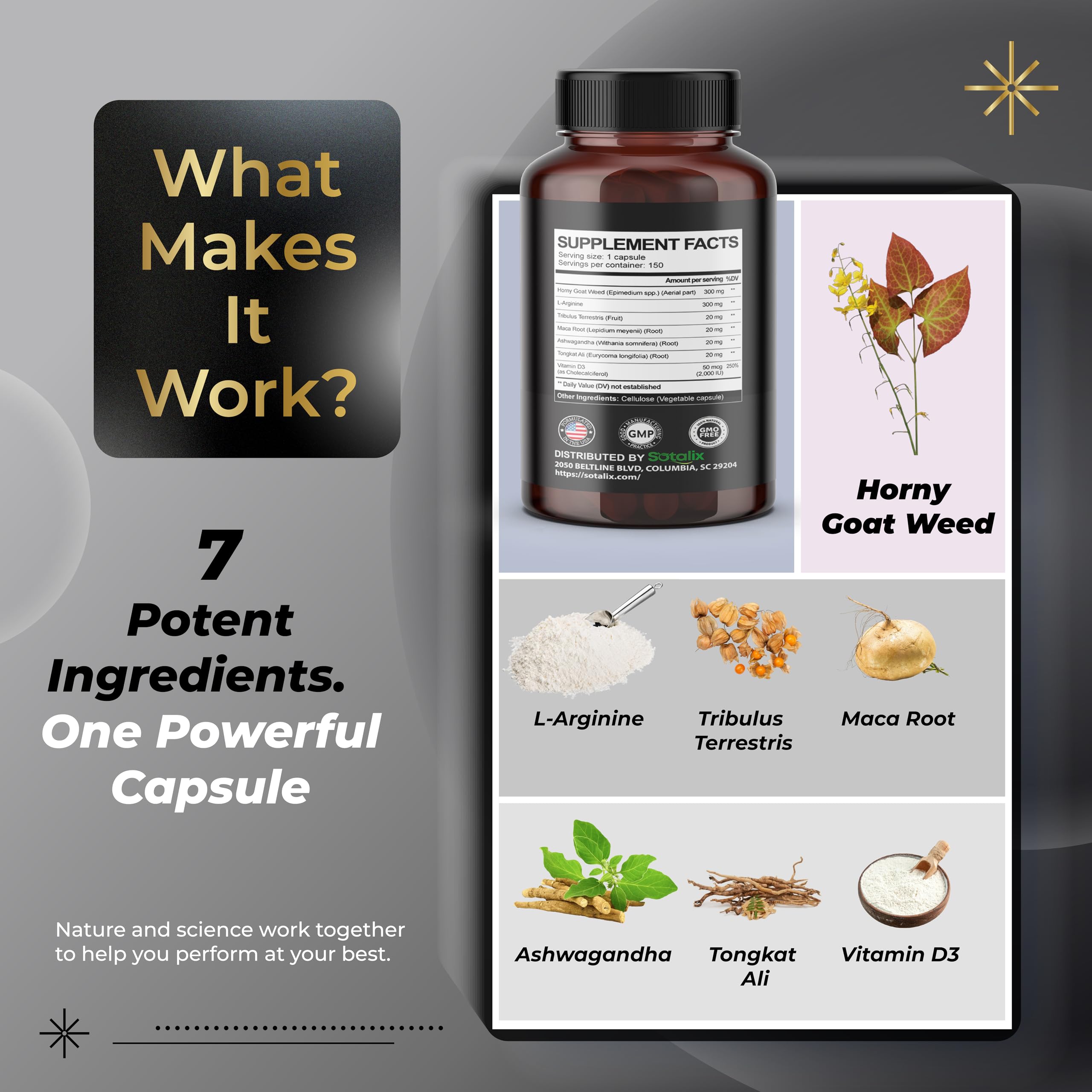 Vitamin D3, Ashwagandha, and Tongkat Ali for energy