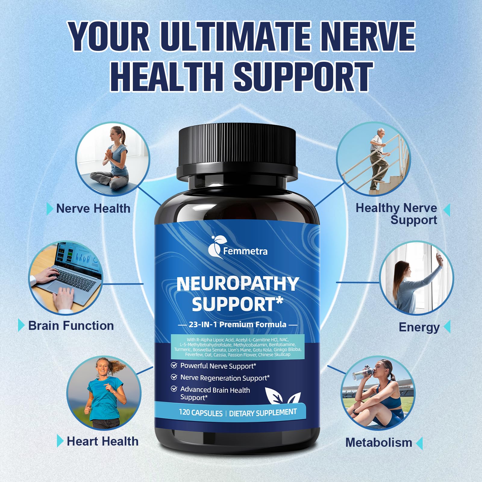 Vitamins D3, B12, and Magnesium for nerve support