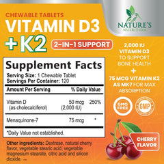 Close-up of chewable Vitamin D3 K2 tablet