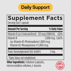 Close-up of Vitamin D3 K2 5000 IU bottle label