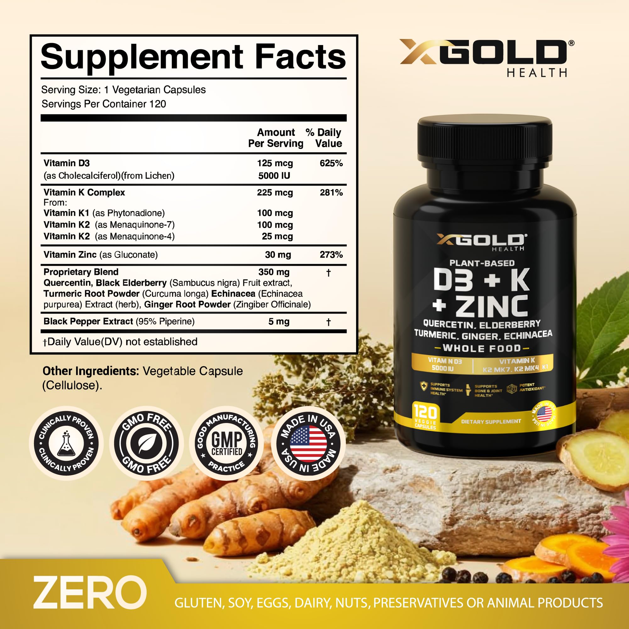 Bottle image of the 8-in-1 plant-based supplement
