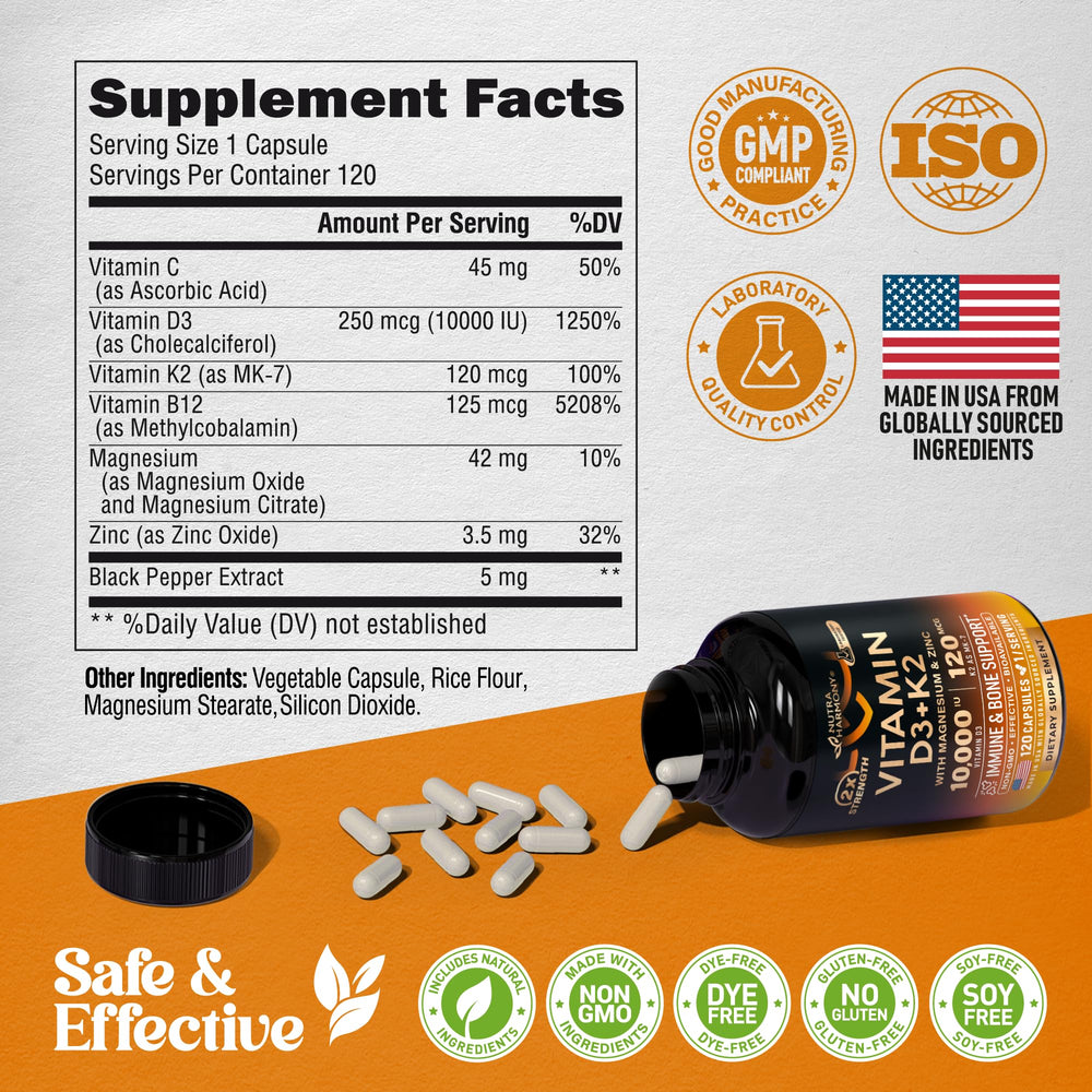 Black Pepper Extract to aid absorption in Vitamin D3 K2 formula