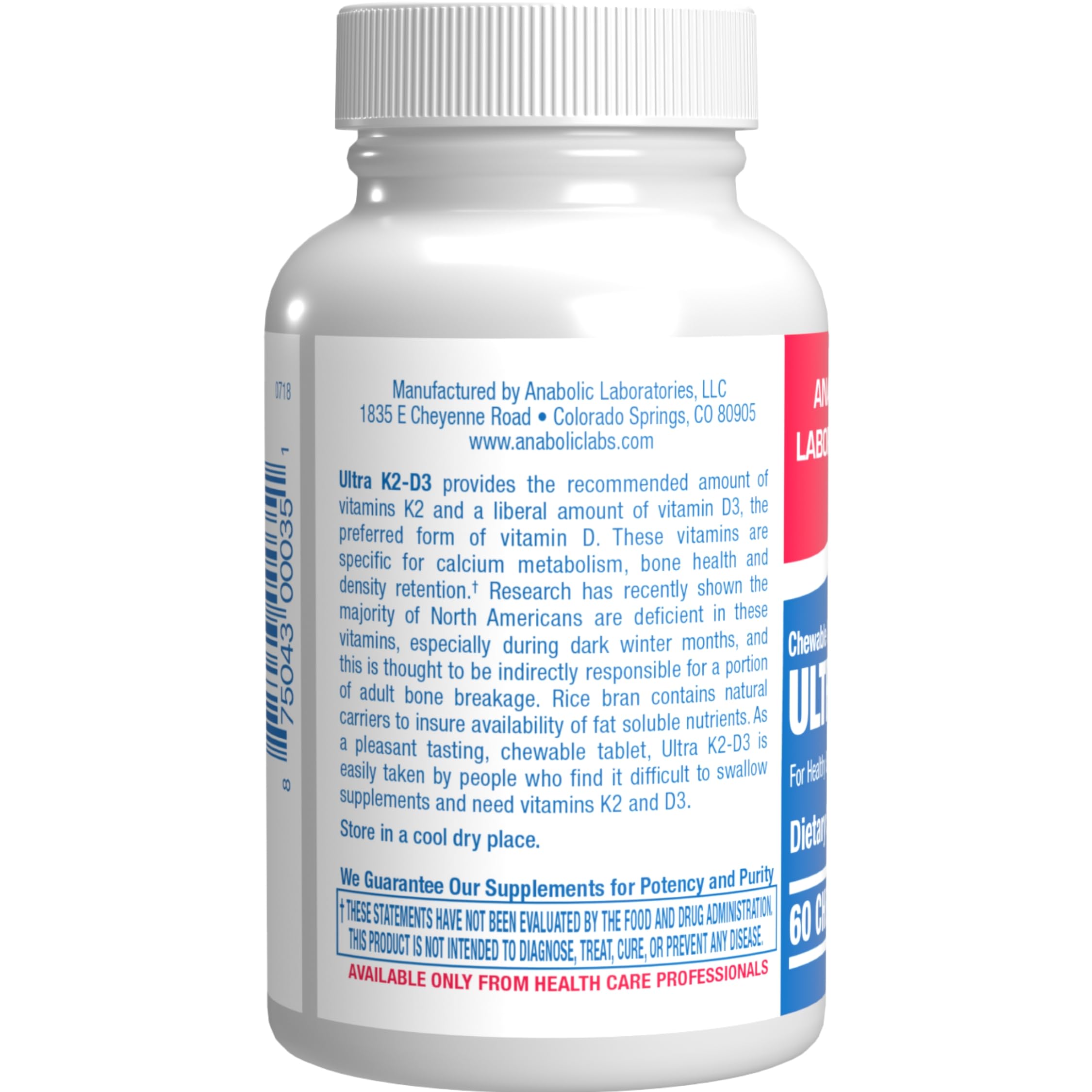 Close-up of vitamin D3 2000IU and K2 80mcg chewables