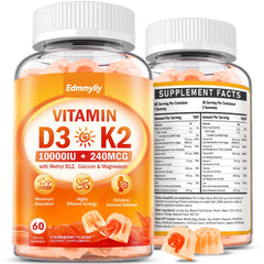 Vitamin D3 10000IU with K2 vegan sugar-free gummies bottle