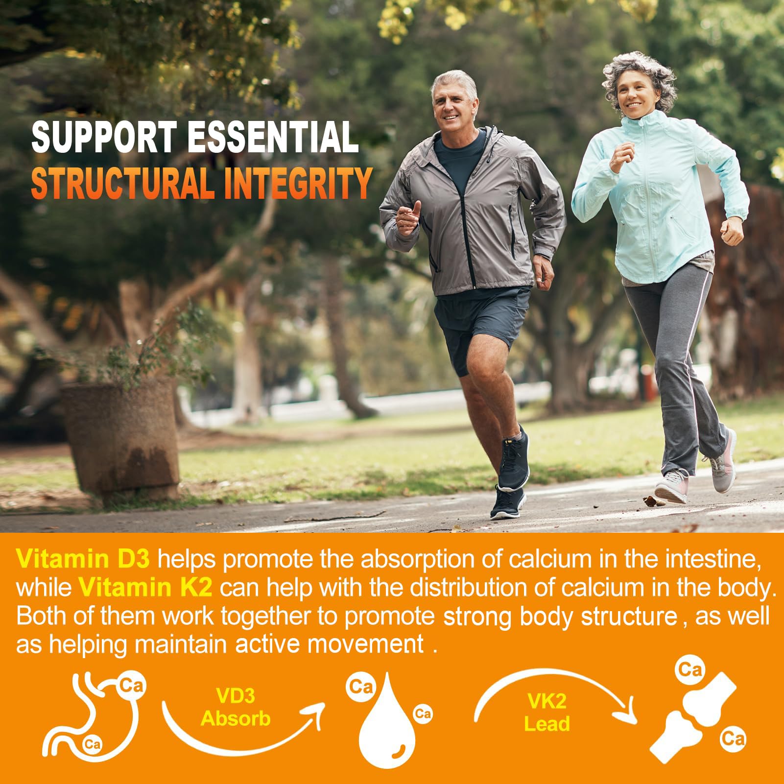 Supplement facts panel highlighting D3 and MK-7 K2