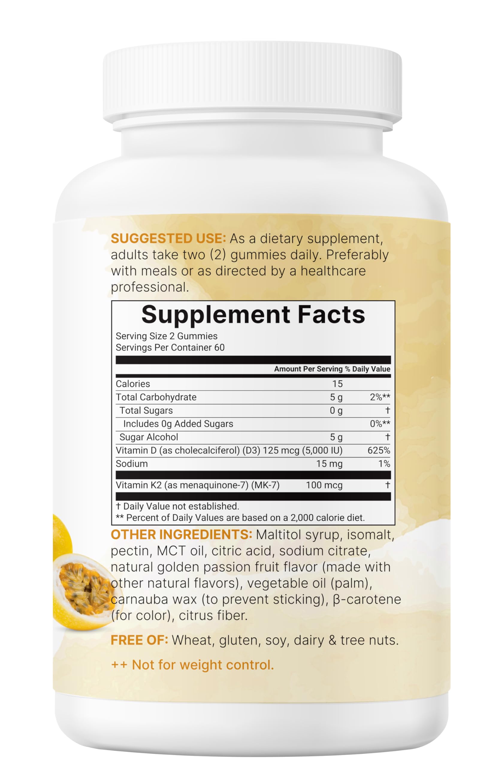 Bottle and glass of water next to Vitamin D3 + K2 Gummies