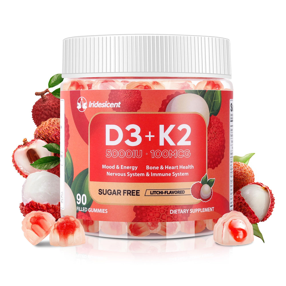 Lychee-flavored Vitamin D3 K2 gummies bottle (90 count)