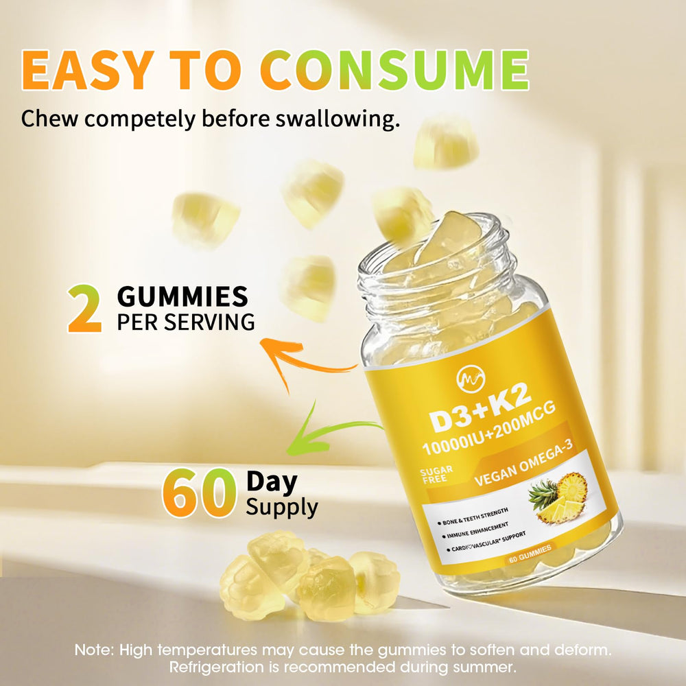 Sugar-free pineapple-flavored gummies with serving suggestion