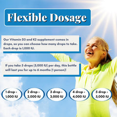 Label on Vitamin D3 K2 Liquid Drops bottle showing vegan and Non-GMO