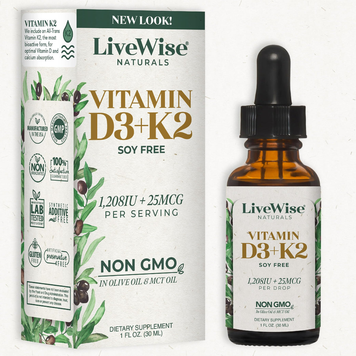 Bottle of Vitamin D3 with K2 Liquid Drops