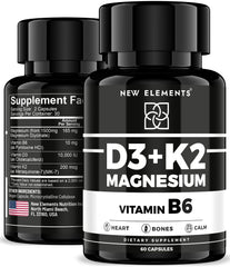 Bottle of Vitamin D3 K2 with Magnesium Glycinate and Vitamin B6