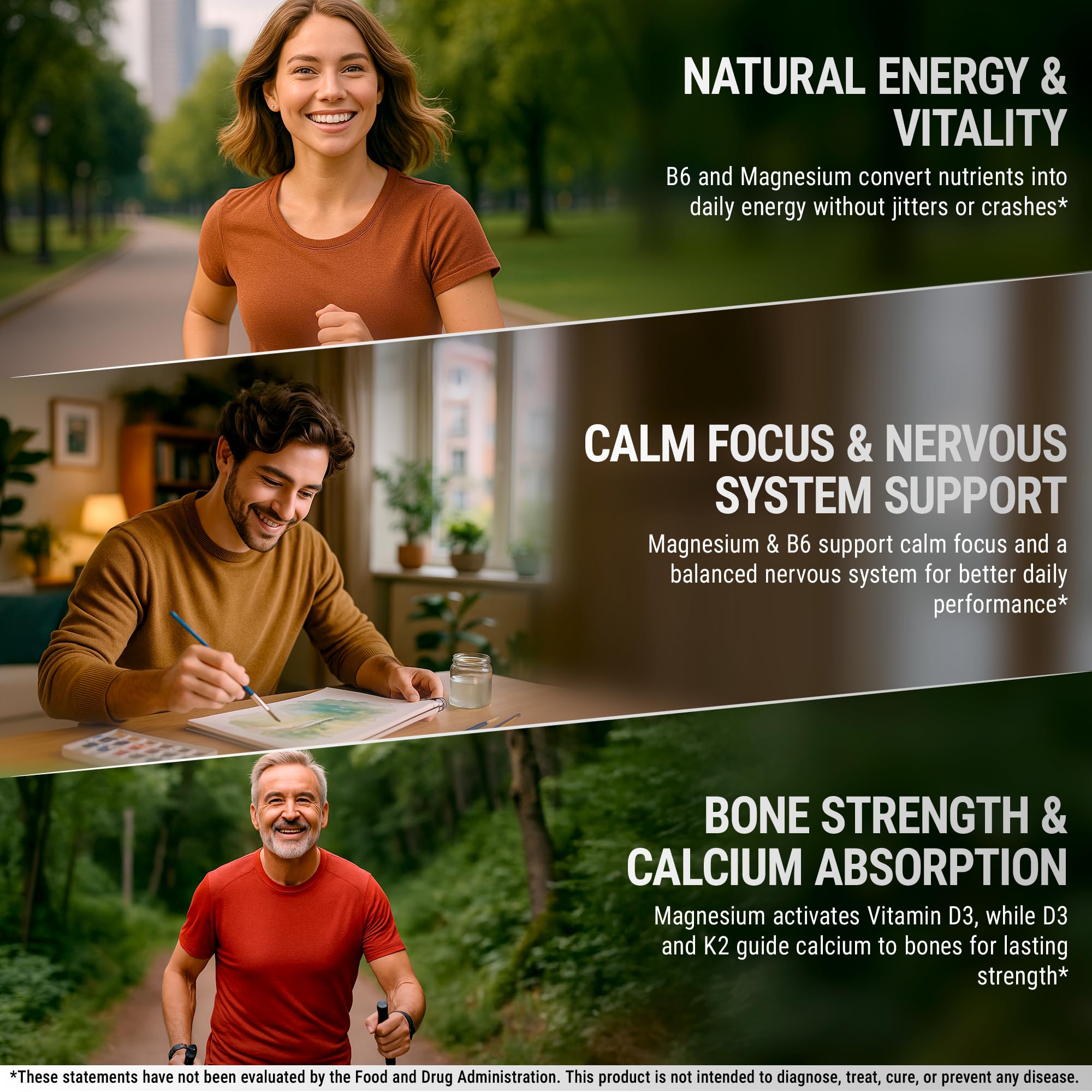 Ingredients and supplement facts panel for Vitamin D3 K2 B6