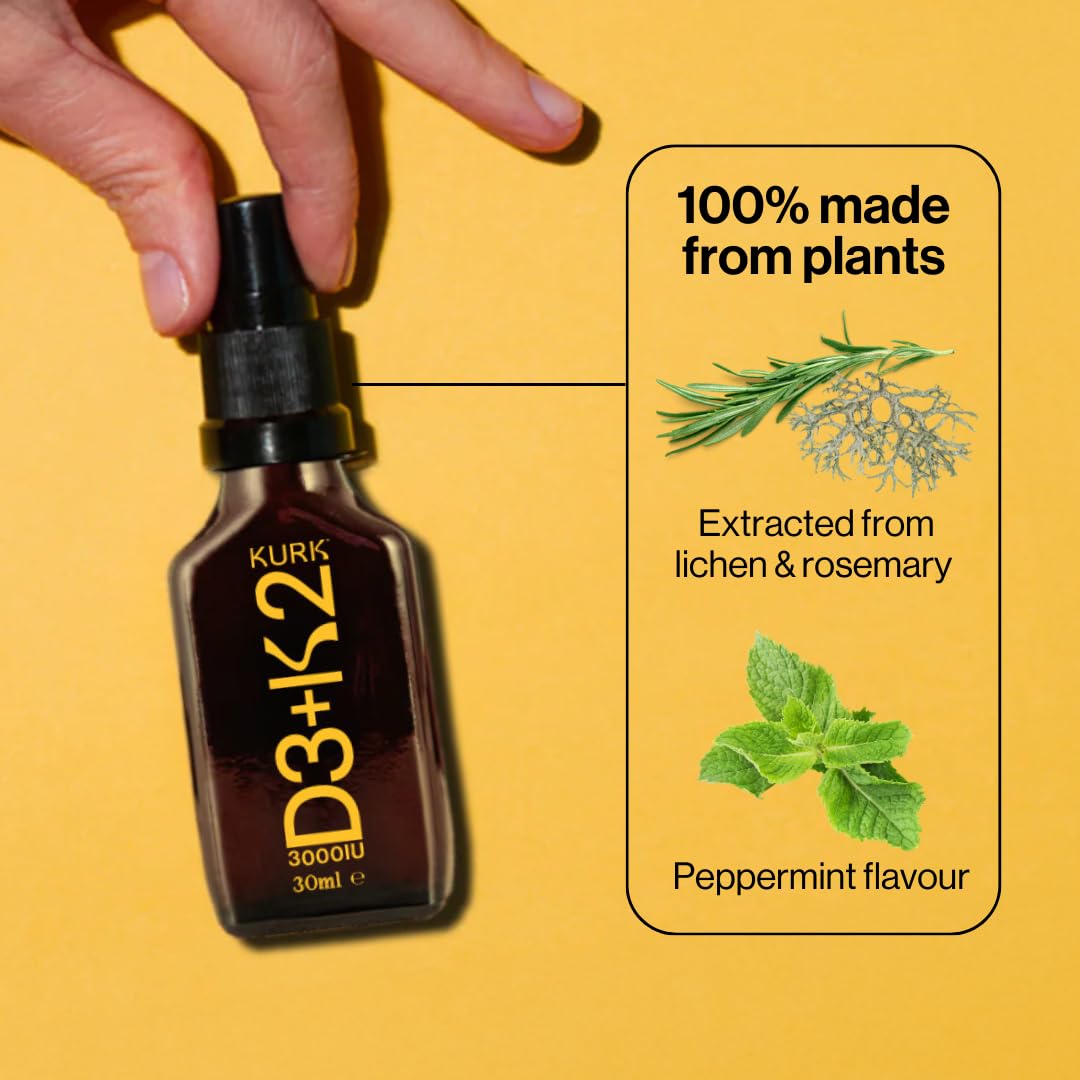 Close-up illustration showing how to use the vegan Vitamin D3 and K2 spray