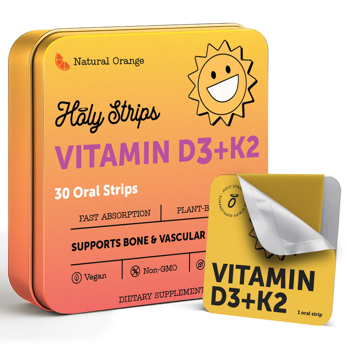 Vitamin D3 K2 5000 IU strips box with blister pack