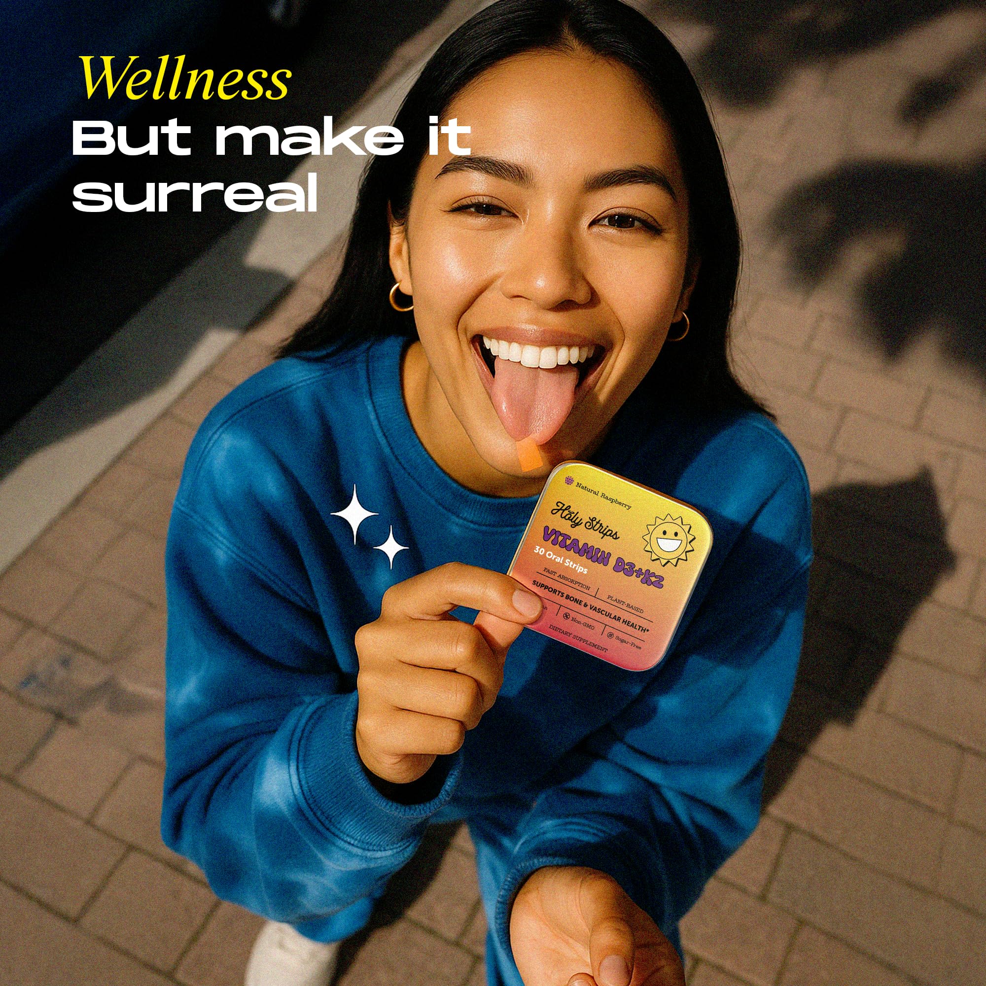 Travel-friendly Vitamin D3 K2 strips shown with packaging