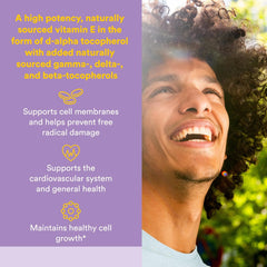 Close-up of Vitamin E 400 IU d-alpha tocopherol softgels