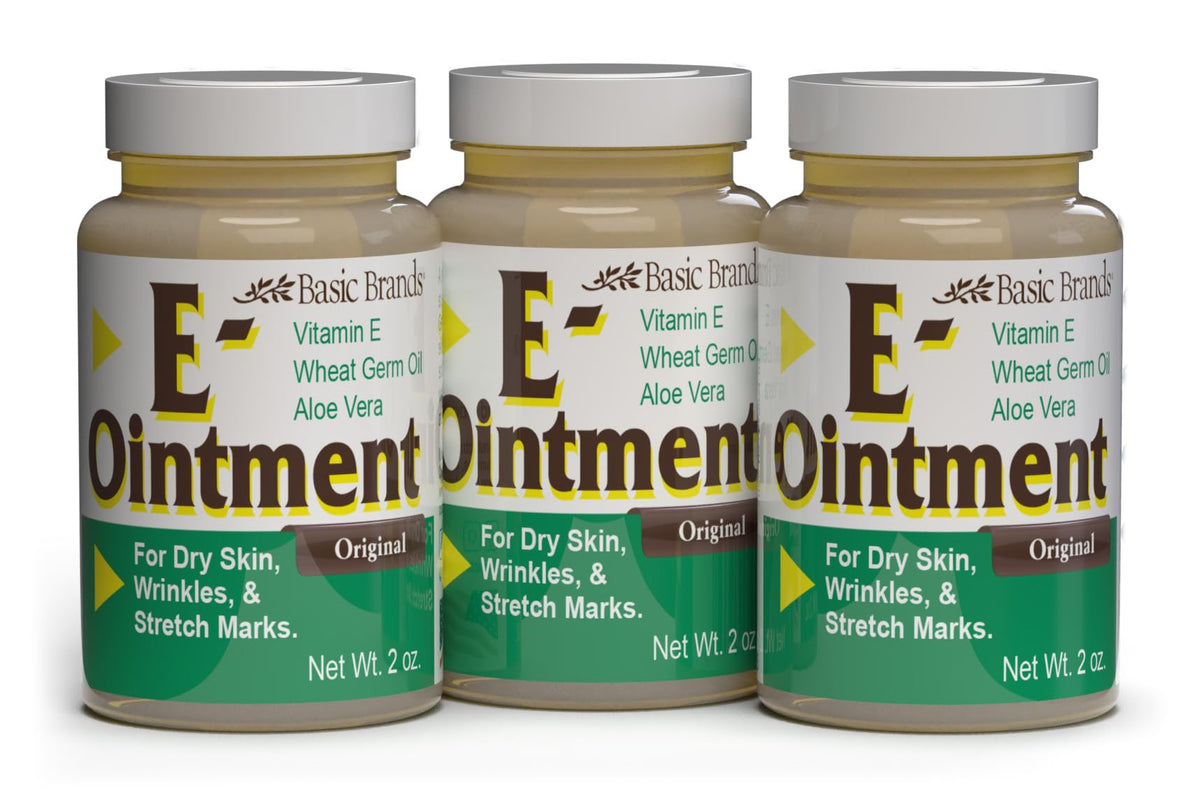 Vitamin E Ointment 2 oz jar with Basic Organics packaging (Pack of 3)