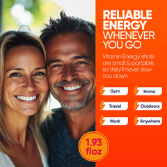 Vitamin Energy bottle label emphasizes B-vitamins supporting energy metabolism.