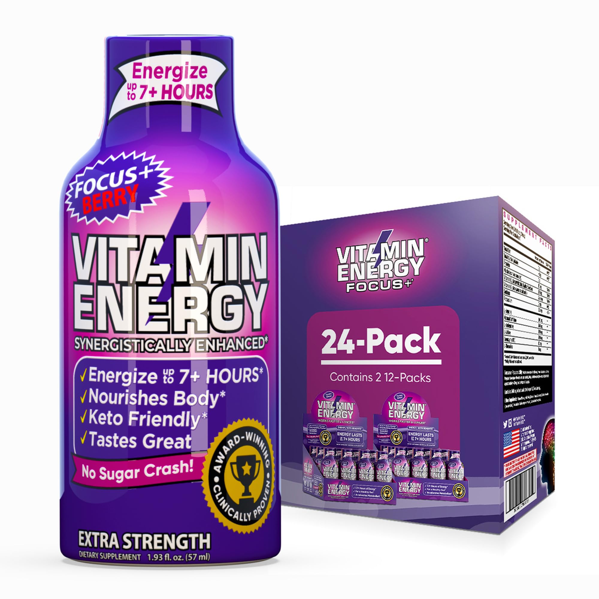 Vitamin Energy Focus bottle berry: berry-flavored energy boost for sustained focus