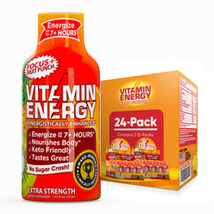 Vitamin Energy Focus+ fruit punch bottle ready for a quick focus boost