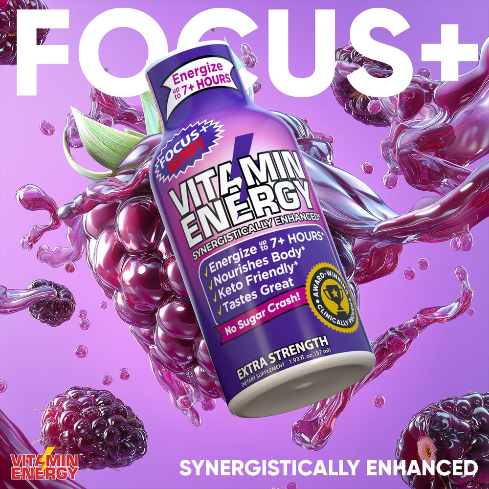 Vitamin Energy Focus label zero sugar: zero sugar formula supports keto-friendly energy