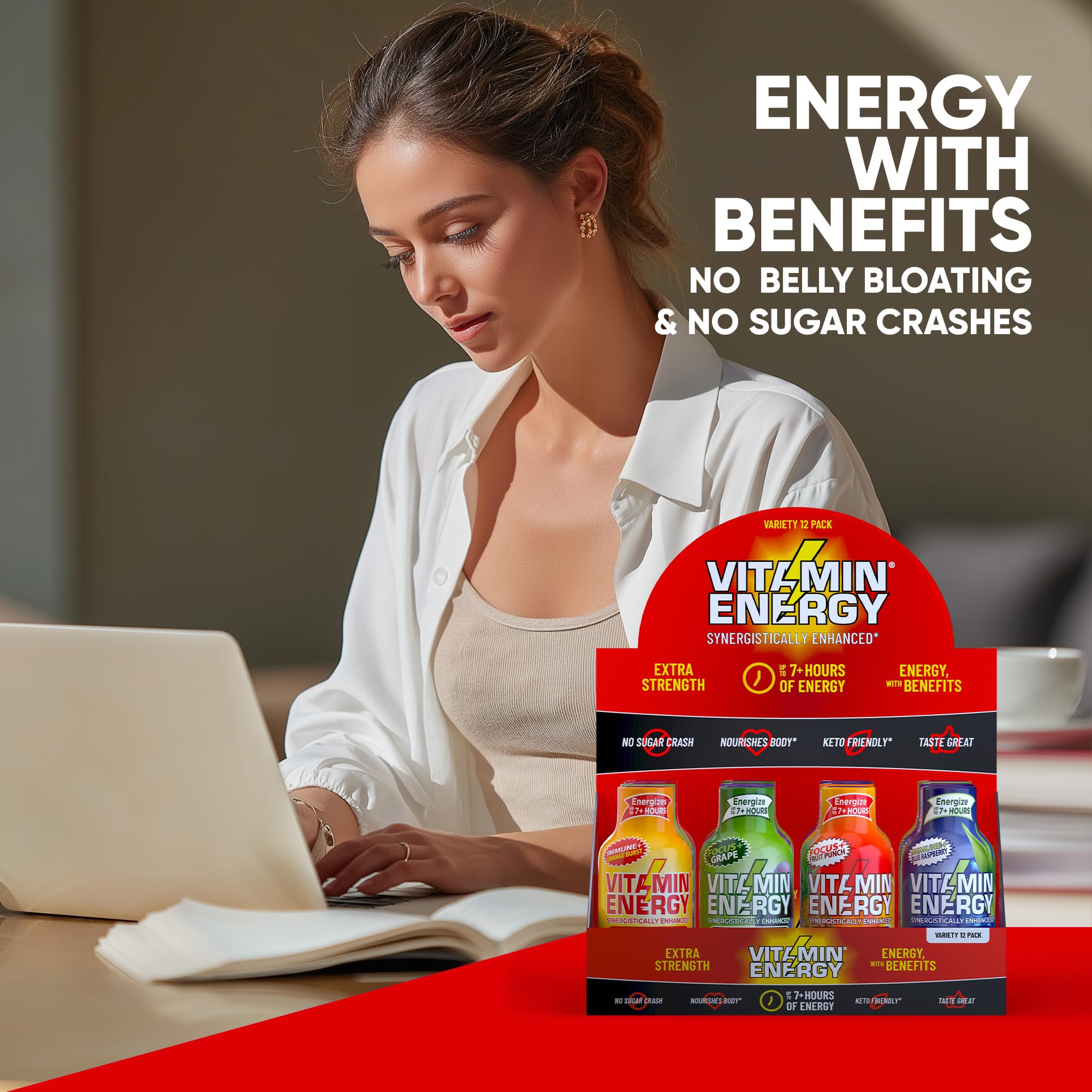 Vitamin Energy Immune Plus bottle with green tea and citicoline for daily immune support.